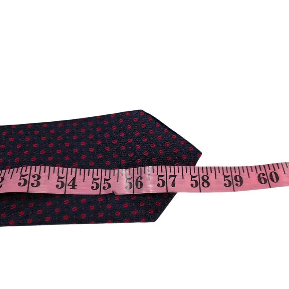 BURBERRYS OF LONDON Silk Polka Dot Necktie Classic Design Navy Red‎ Men's - Picture 4 of 11
